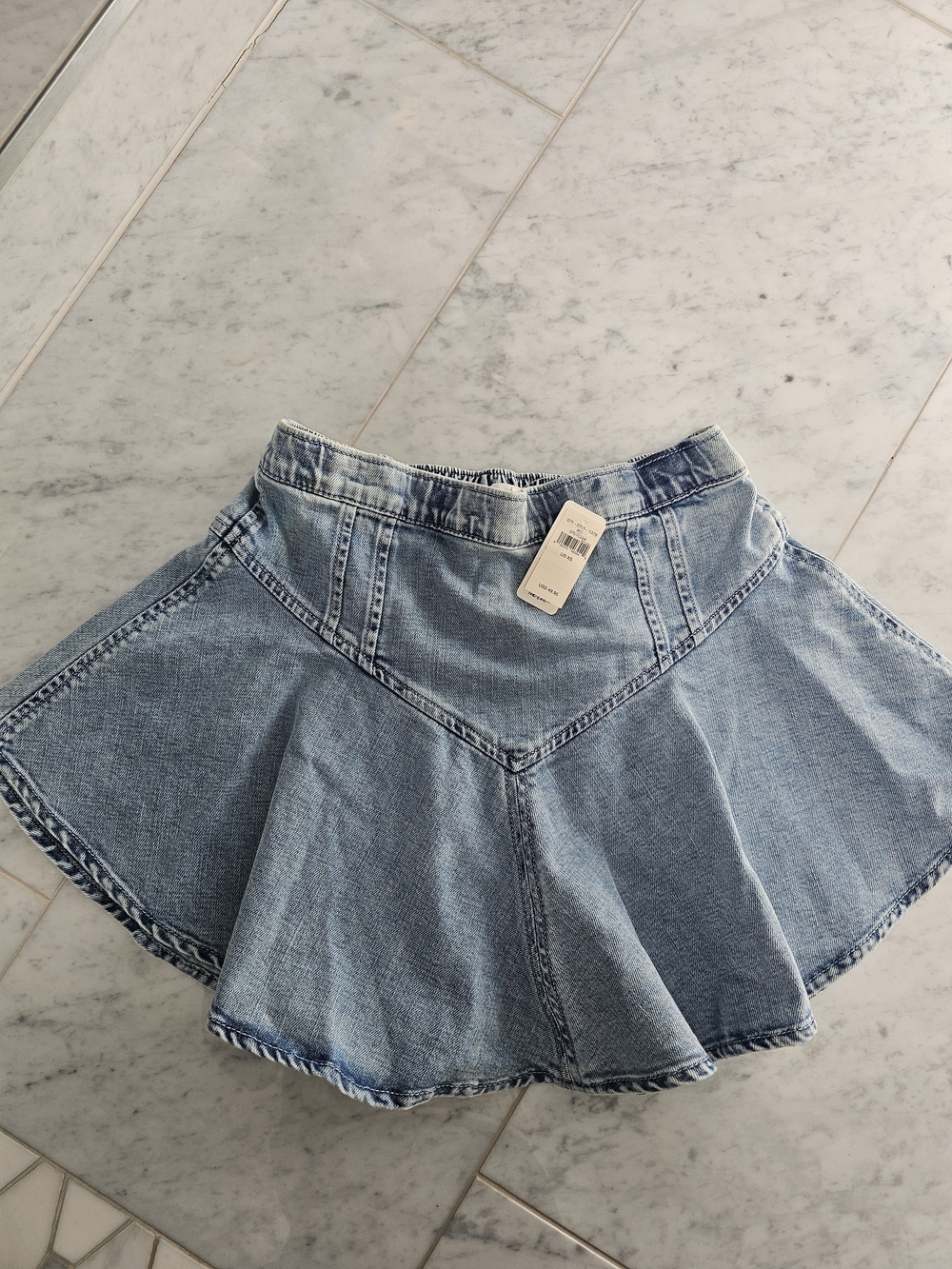 Aerie Light Wash Denim Flared Mini Skirt - Blue